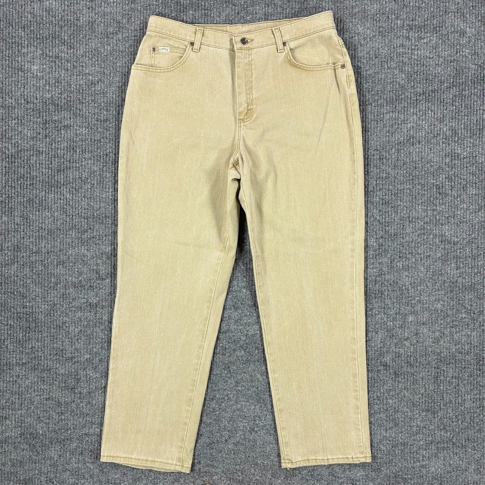 Riders By Lee Womens 14P Khaki Jeans Straight Leg Stretch Denim Beige Petite